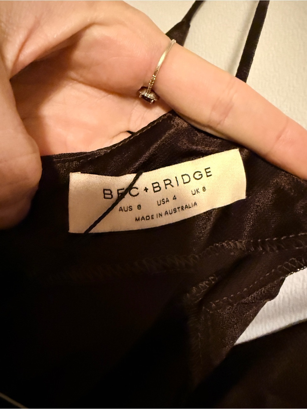 NEW Bec + Bridge Moon Dance Maxi Dress Dark Chocolate Brown Satin Moondance Gown - Picture 6 of 7